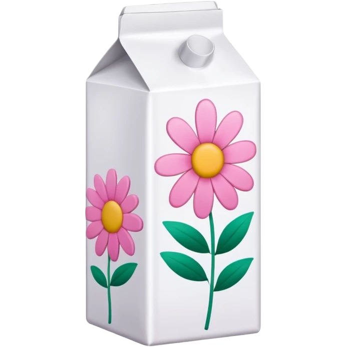 a white TINE milk carton with pink flower doodles on it  emoji