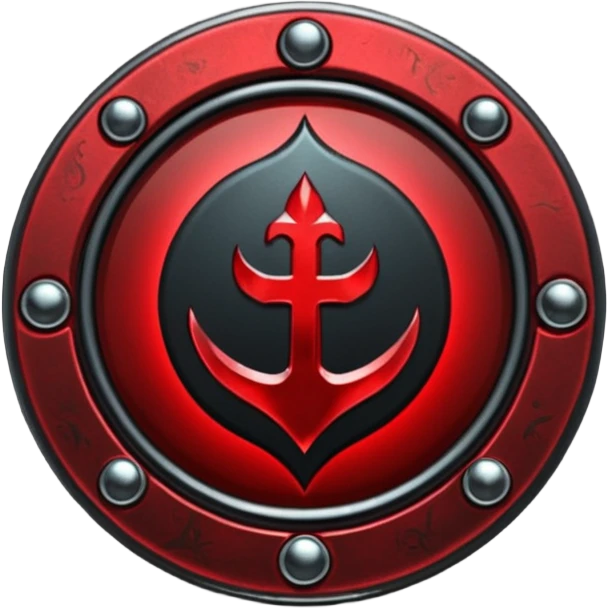 iOS sticker, dark fantasy amulet, black base, red symbol, minimal emoji