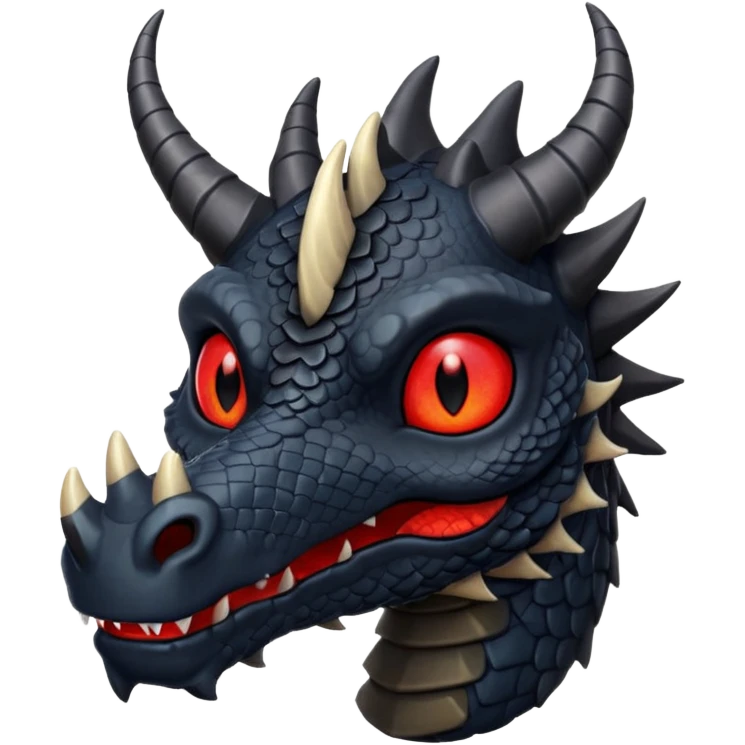 A black dragon with red brillants eyes, great black horns who say hi. emoji