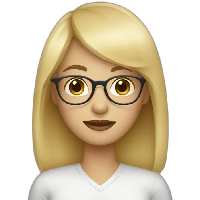 blonde visual designer with glasses and bangs emoji