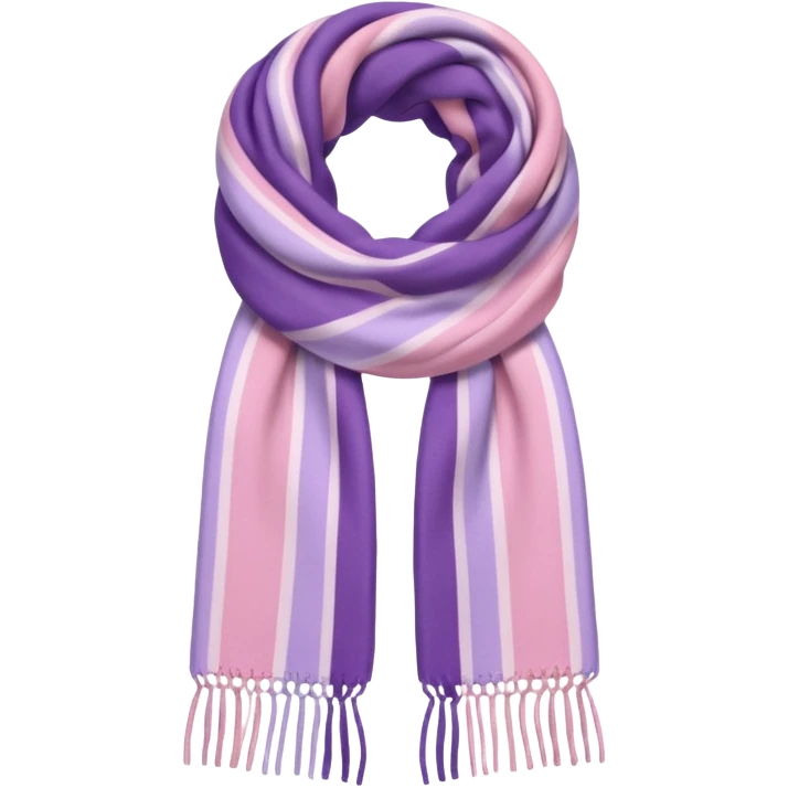 Realistic pastel-pink and pastel-violet vertically thick-striped winter scarf isolated. emoji
