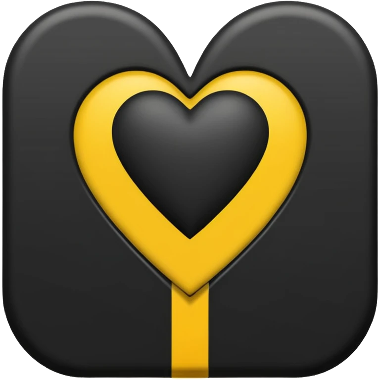 Black heart with yellow road stripe in center emoji