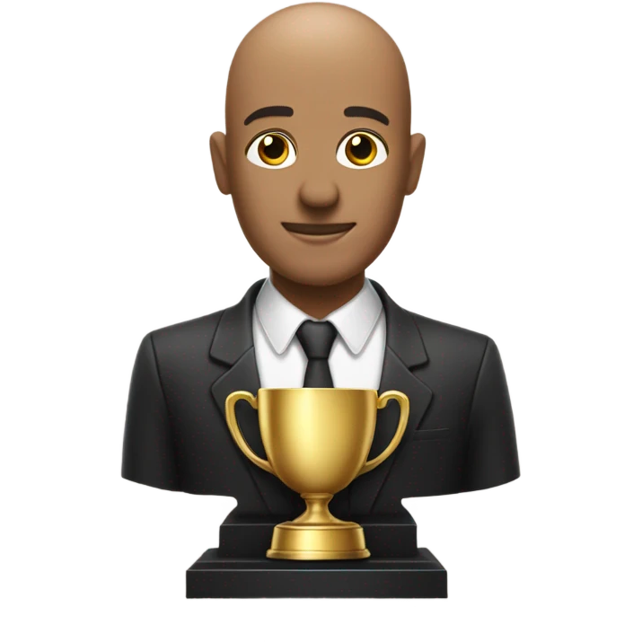 Trophy of a handsome bald man emoji