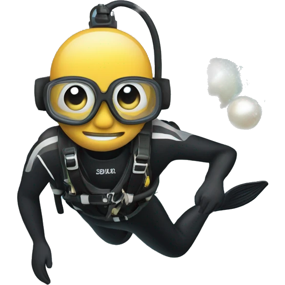 Scuba diver finds a pearl emoji