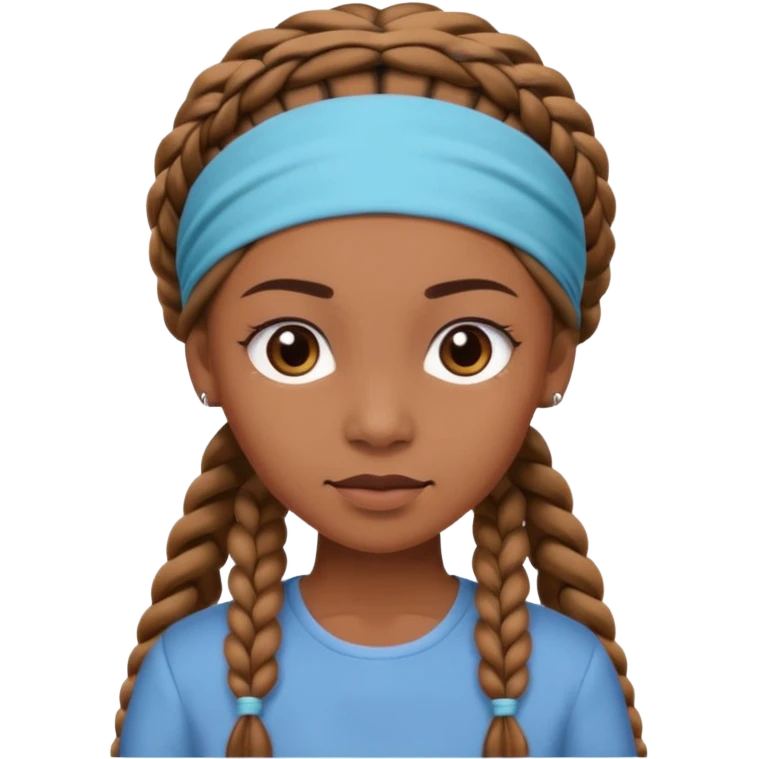 big lose braided woman face wiith big visible braids and mono color headband on head emoji