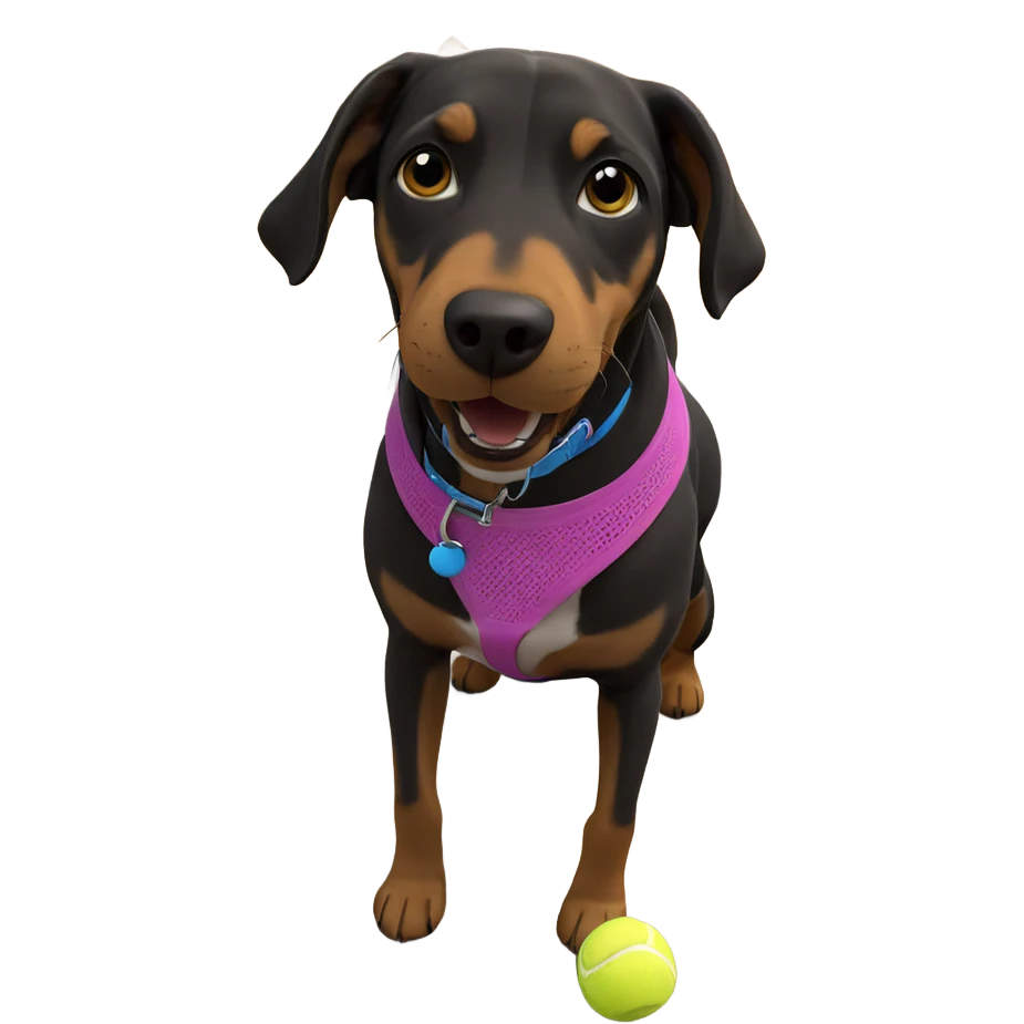 playful dog with tennis ball emoji