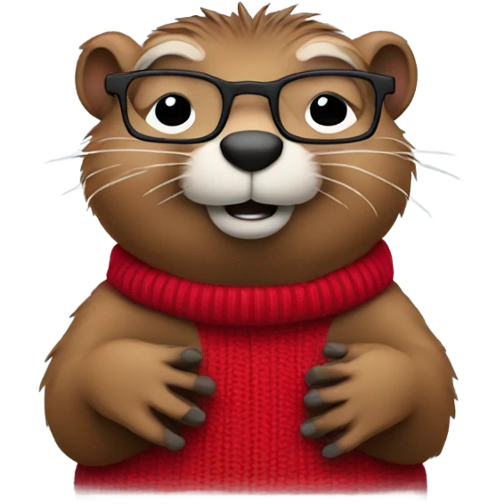 groundhog in a red sweater and glasses hands on side emoji