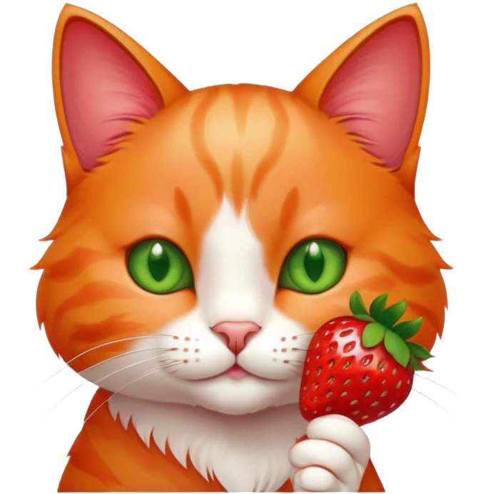 cat with a strawberry in hand emoji