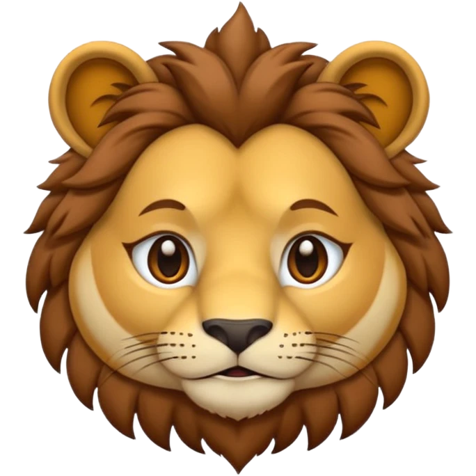 As un emoji de un león haciendo cara de malo con la melena un poco larga emoji
