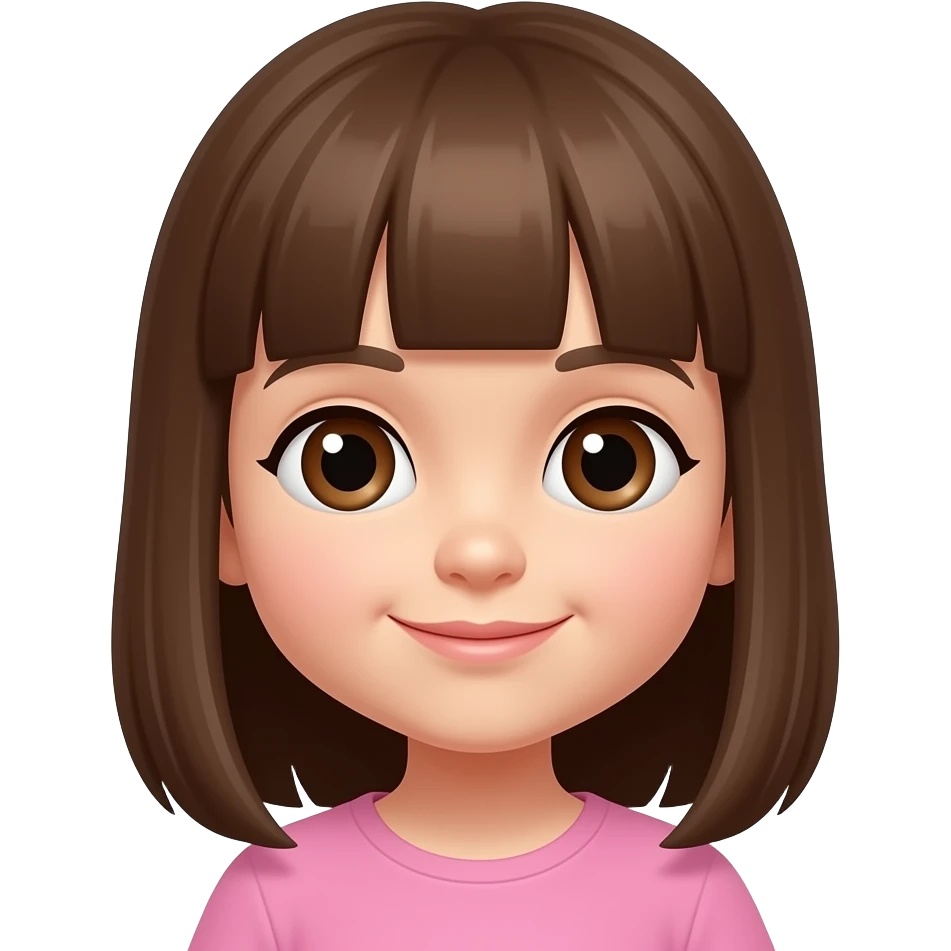 Niña pequeña con pelo castaño liso y ojos marrones emoji