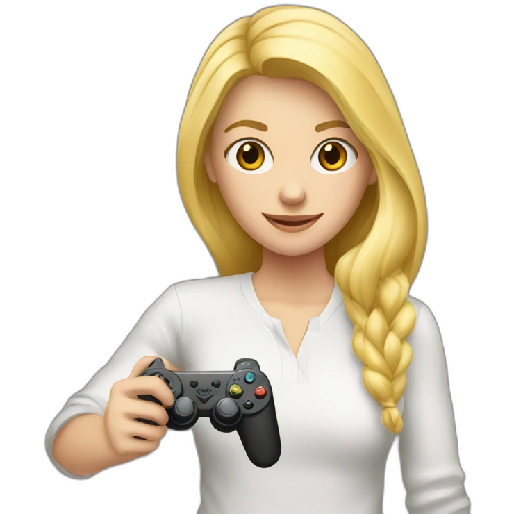 fille blonde avec une manette dans la main emoji