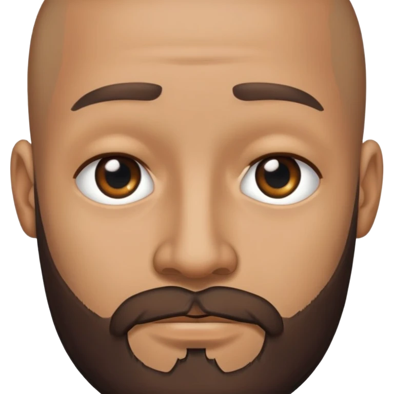 brown male with beard, black eye, no hair emoji