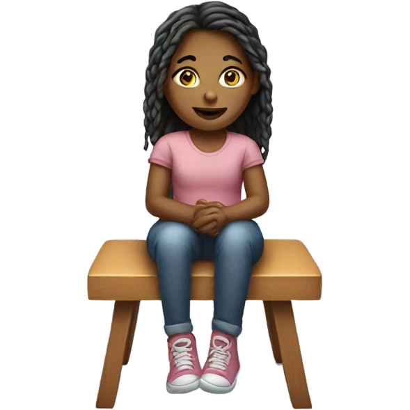 realistic portrait of a girl sitting on a chair emoji