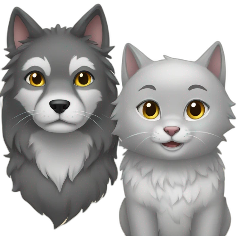 kitty and wolf emoji