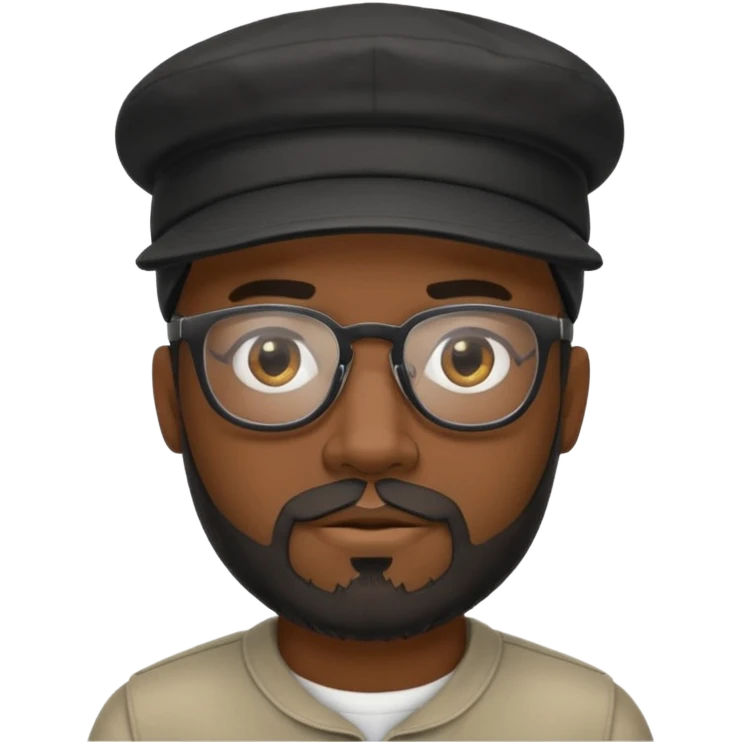 a dark guy with a goate and not bushy mustache and a beard and a cap worn backwards black too wearing glasses emoji