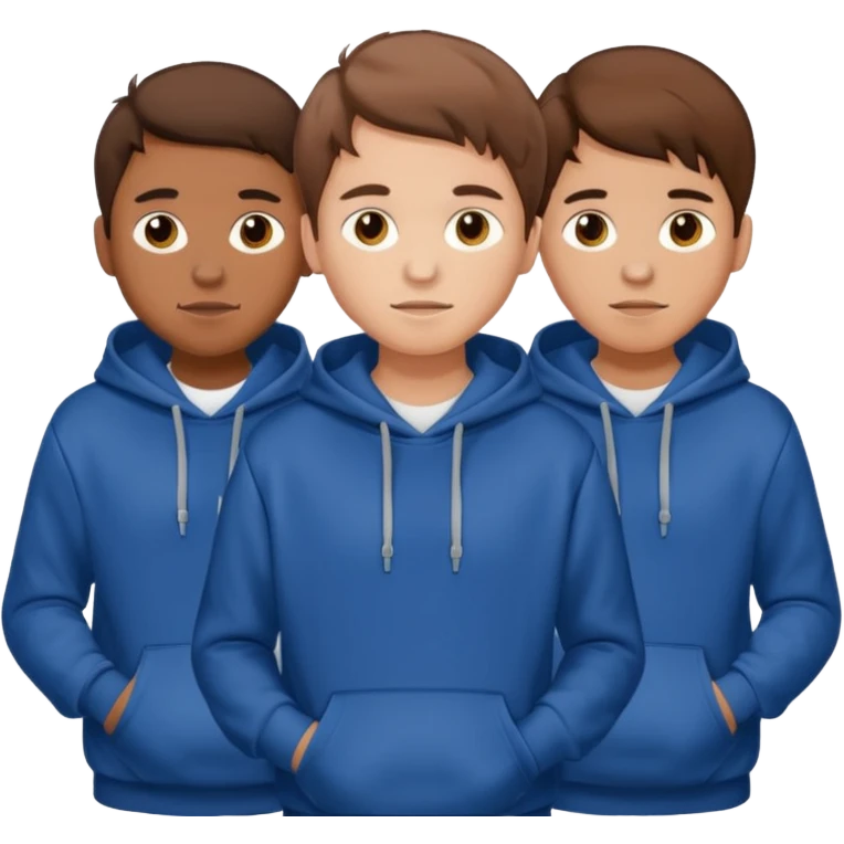 Four young men with brown hair, wearing hoodies emoji