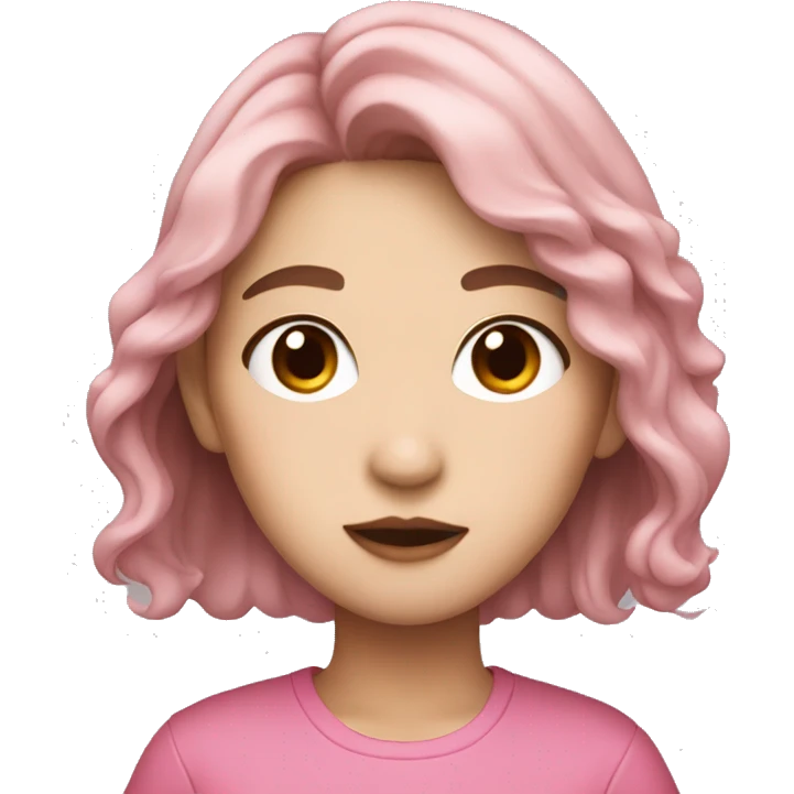 Pink themed k-pop girl with brown hair emoji