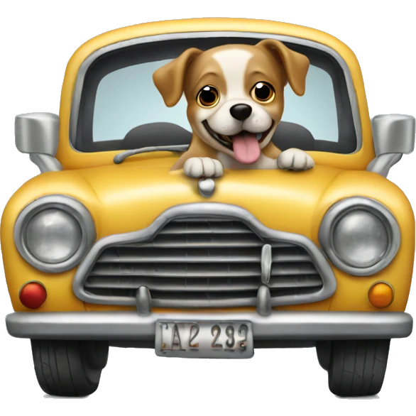 dog driving old school car  emoji