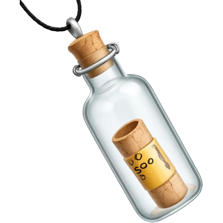 A Message Bottle, necklace inside emoji