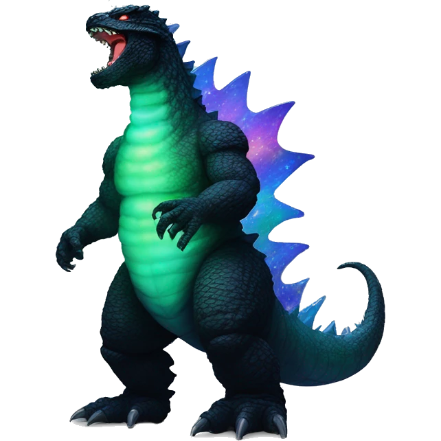 Dark iridescent godzilla glowing emoji