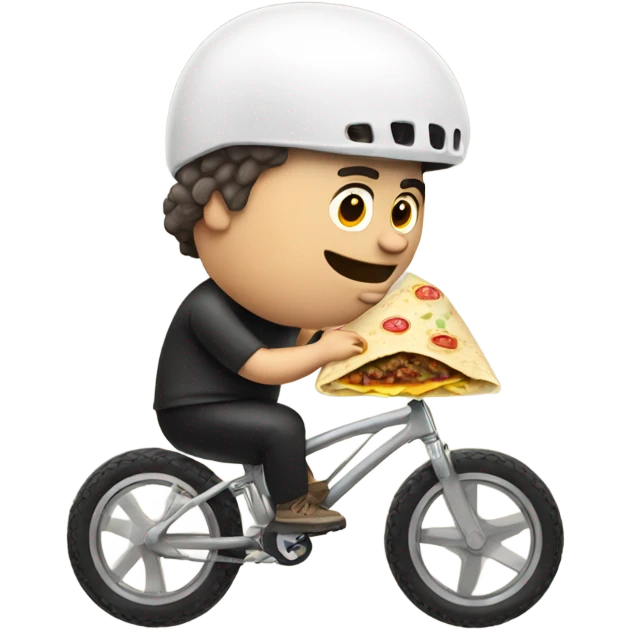 Fat white bike rider eating a burrito emoji