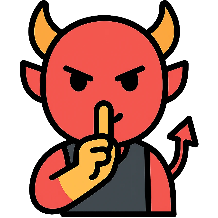 devil with finger to lips color outline icon emoji