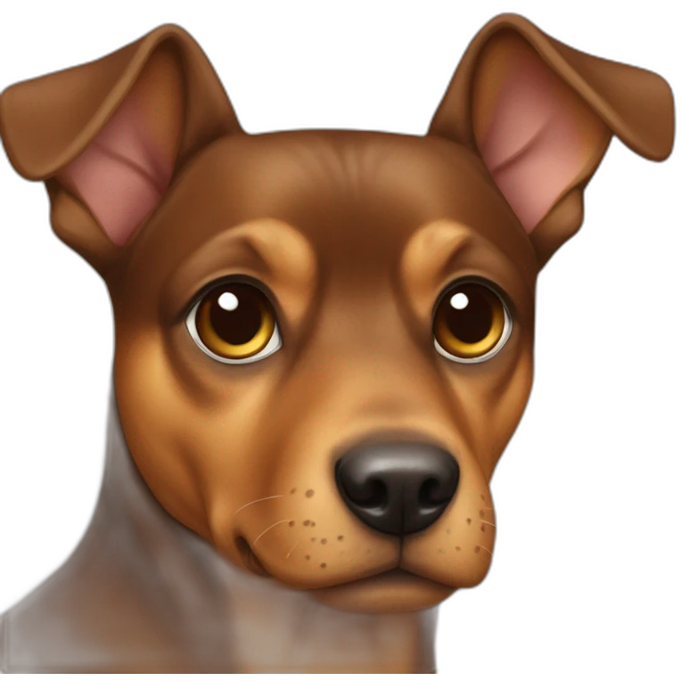 A dog with race of pincher nain with brown fur emoji