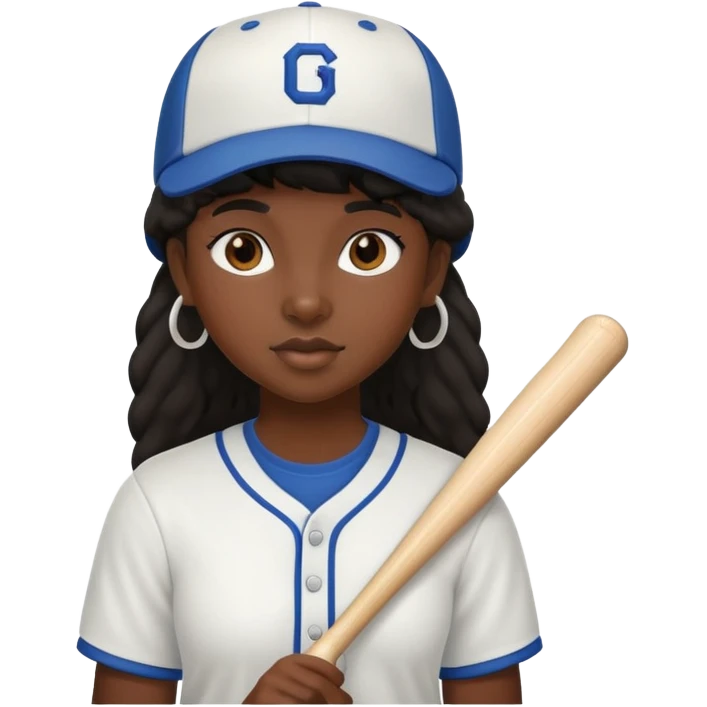 Black girl with mullet and a baseball hat emoji