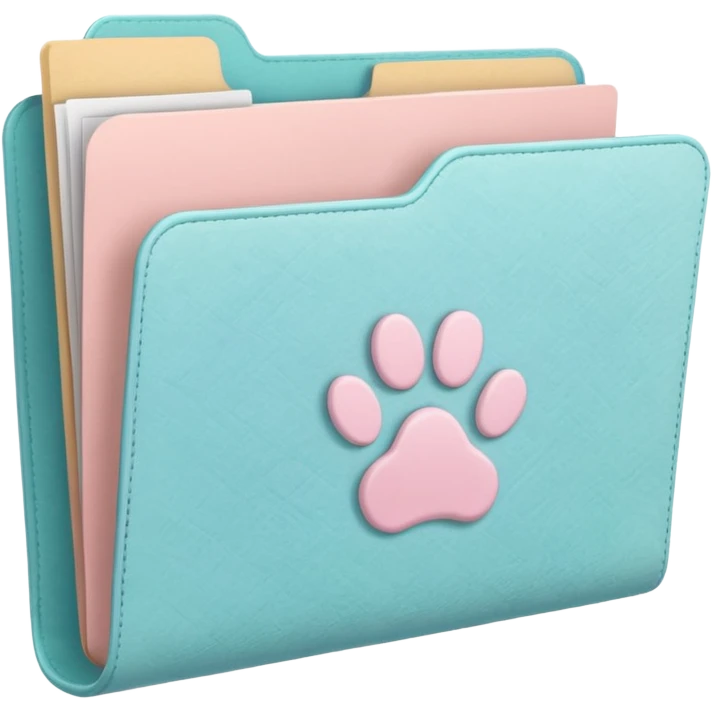 a pastel folder of documents with a pawprint on it emoji