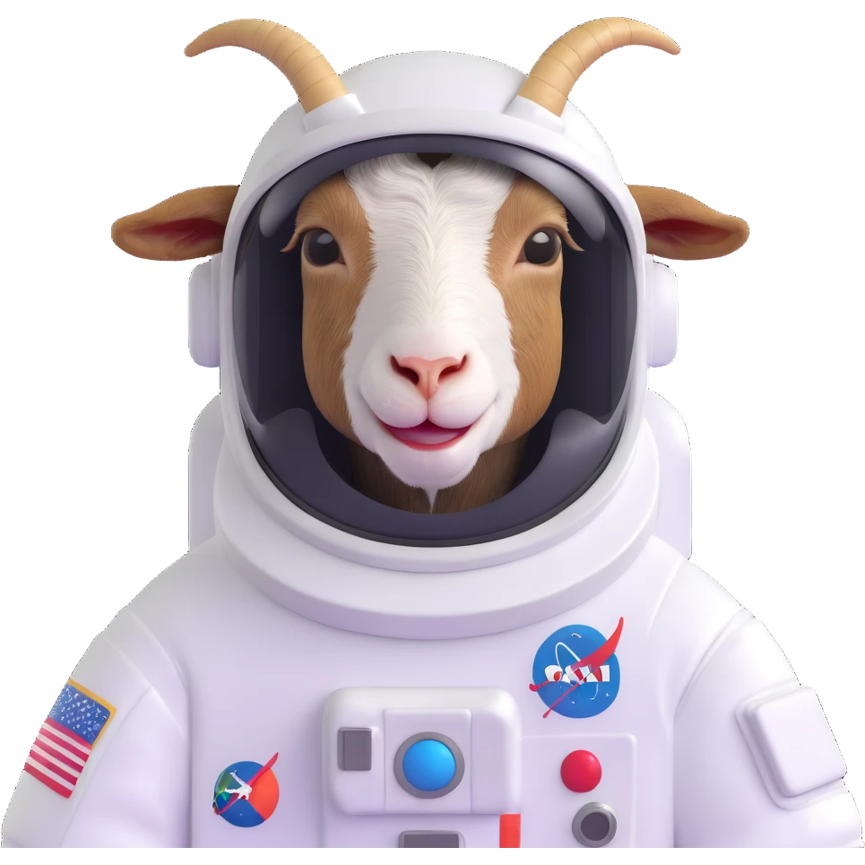 goat astronaut with helmet emoji