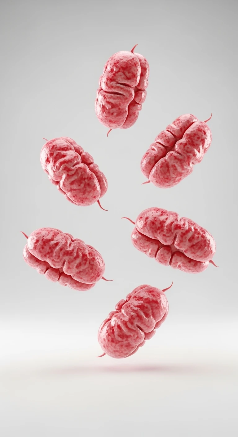 6 BATTERI INTESTINALI BORDEAUX FLUTTUANO IN ARIA, IPERREALISTICO 4K, ISOLATI SU SFONDO BIANCO emoji