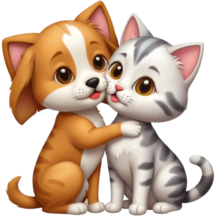 Dog and cat kissing emoji
