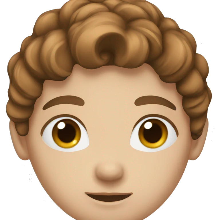 a person with brown hair, blue eyes emoji