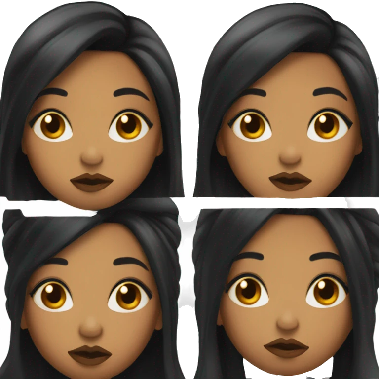 Light skin black girl with long black hair making duck lips emoji