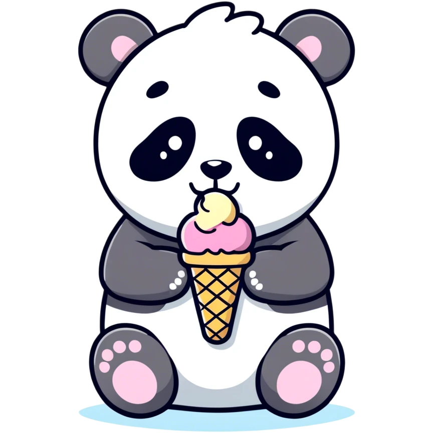 Panda eating ice cream emoji