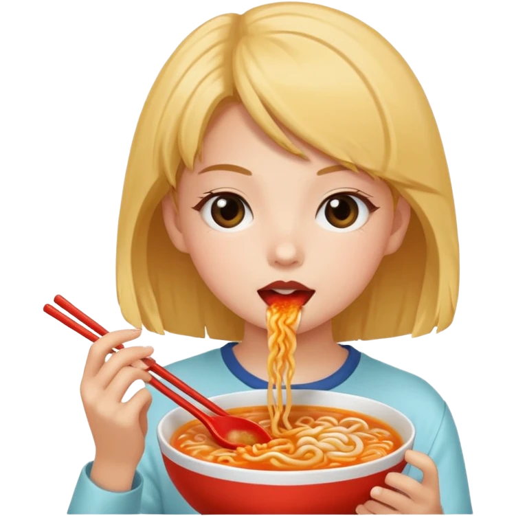 girl eating ramyun emoji