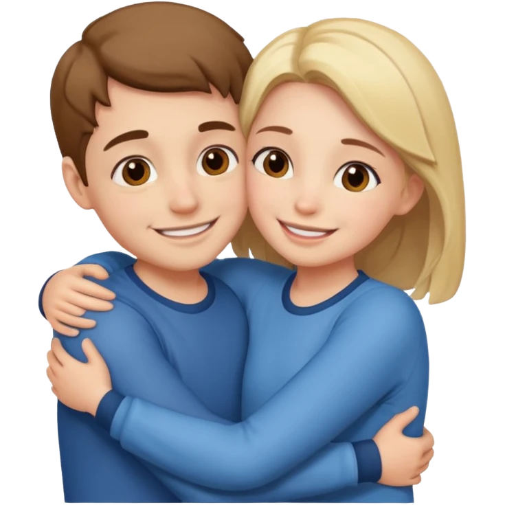 Boy and girl hugging each other in love emoji