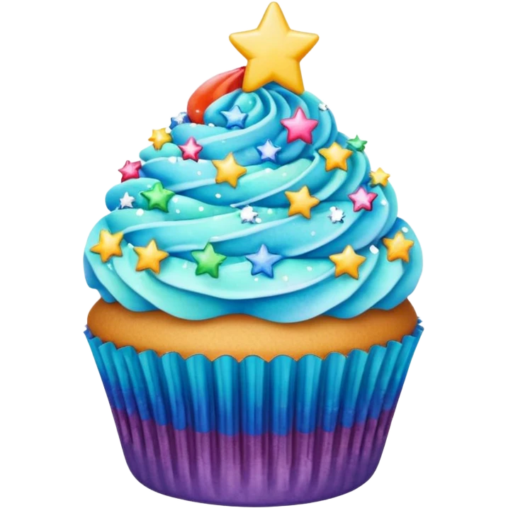 Rainbow starry galaxy cupcake emoji