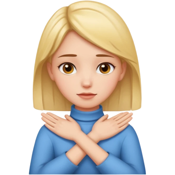 hands crossed holding neck girl emoji