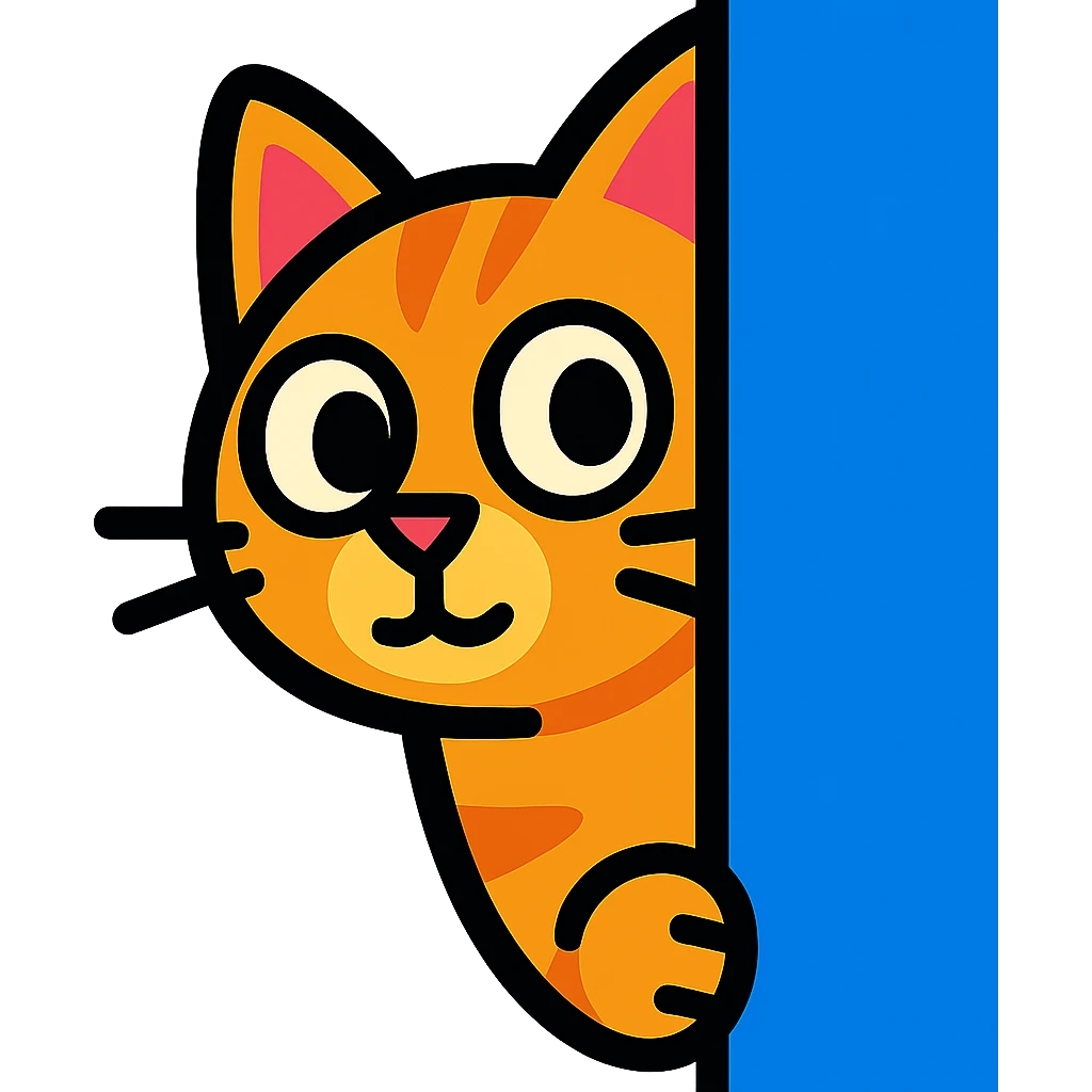 a curious cat peeking around a corner emoji
