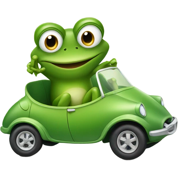 Frog driving pea car emoji