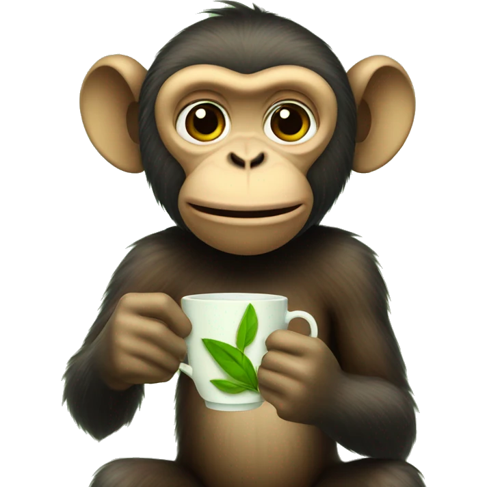 Monkey holding green tea  emoji