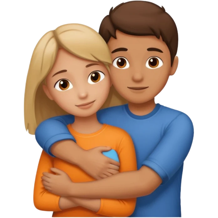A girl and a boy hugging each other emoji