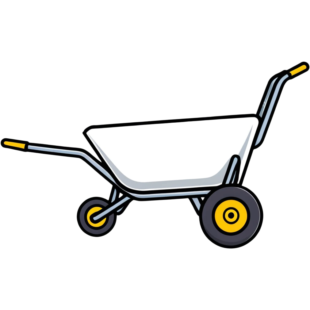 wheelbarrow with car features like headlights and steering wheel emoji