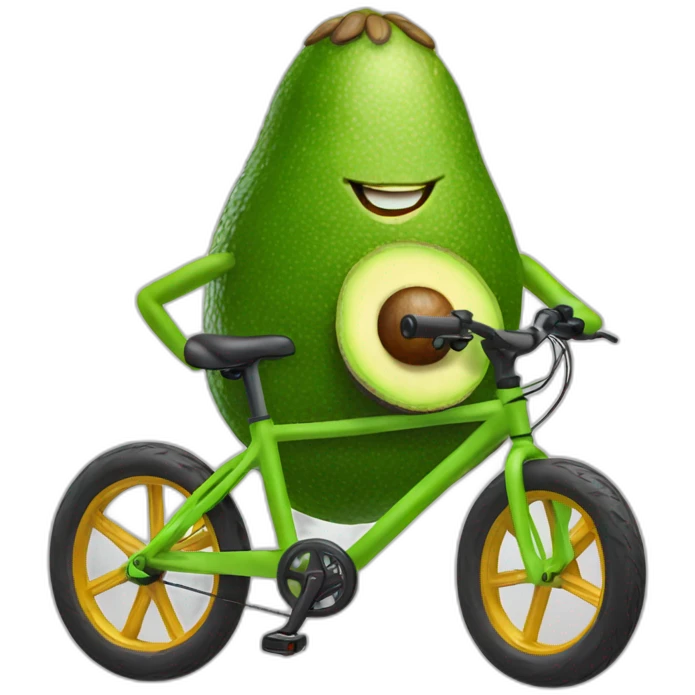 Anthropomorphic avocado on a MTB bike emoji