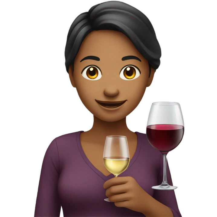 smiling girl with wine glass emoji