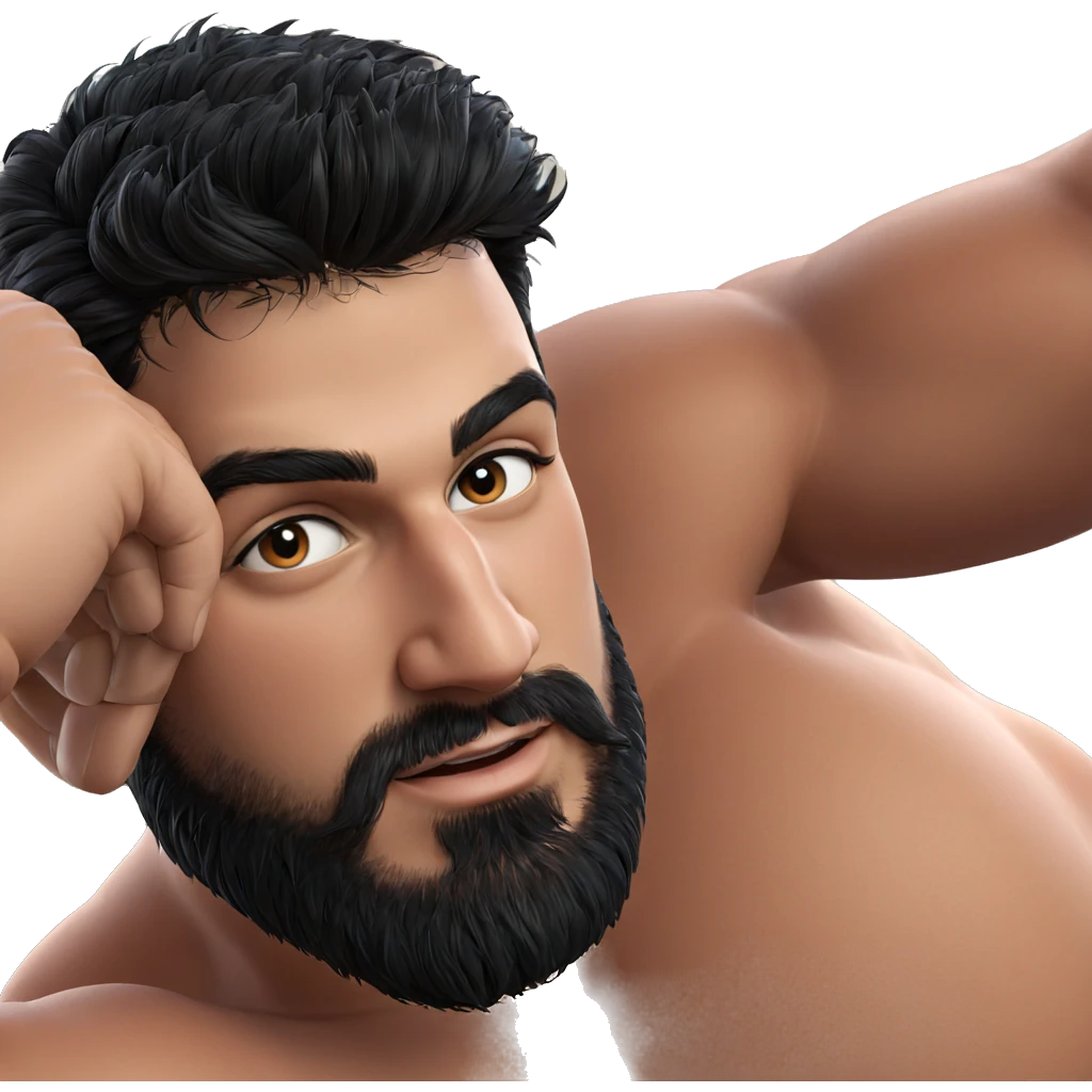 muscular male with black hair emoji