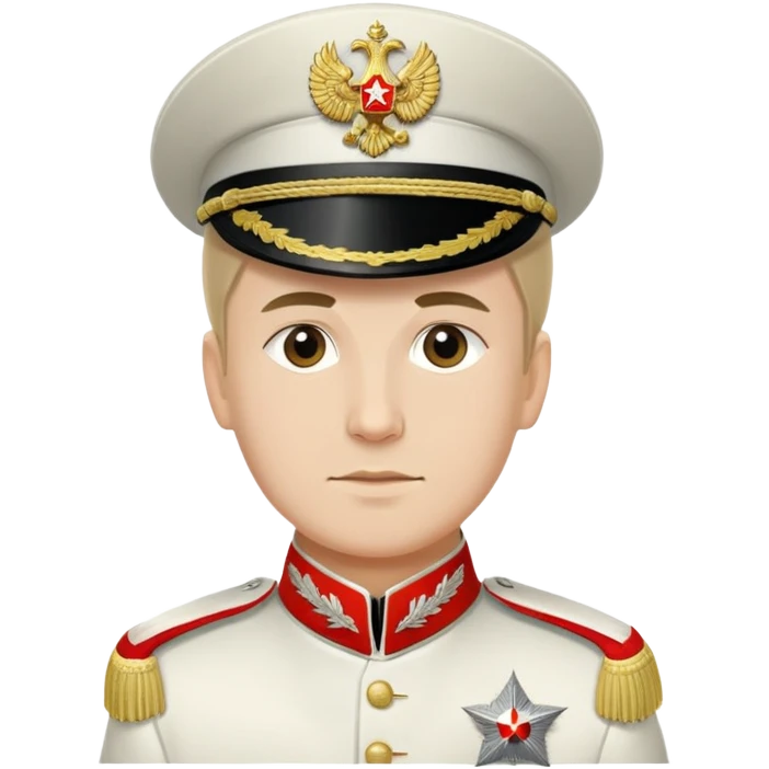 White Army officer from Russian Civil War with white uniform, epaulettes, and traditional military cap emoji