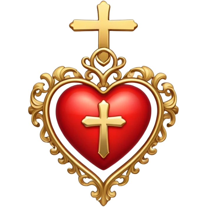 Red heart with gold cross emoji
