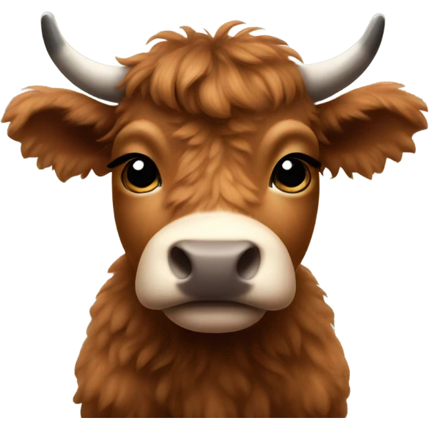 brown fluffy baby scottish cow with a small bow on head emoji